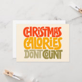 Grappig Kerstmis Calorieën Tellen Niet Ontwerp Kaart (Voorkant / Achterkant in situ)