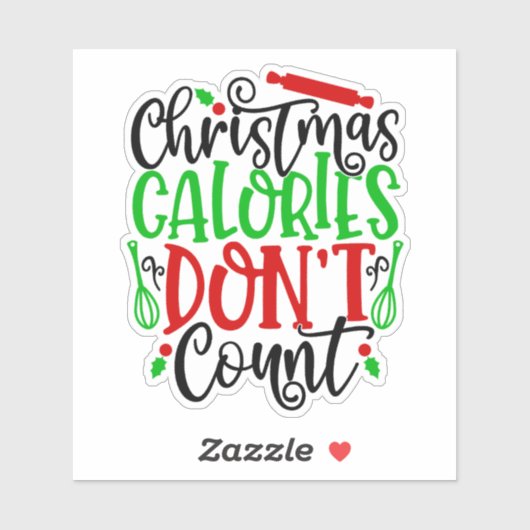 Grappig Kerstmis Calorieën Tellen Niet Ontwerp Sticker (Vel)