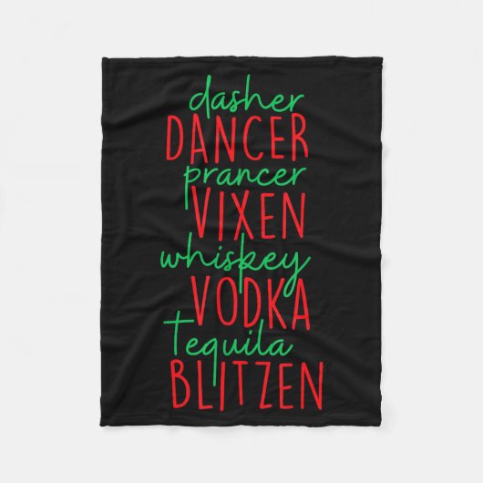Grappig Kerstmis Dasher Dancer Prancer Vixen Whisk Fleece Deken (Voorkant)