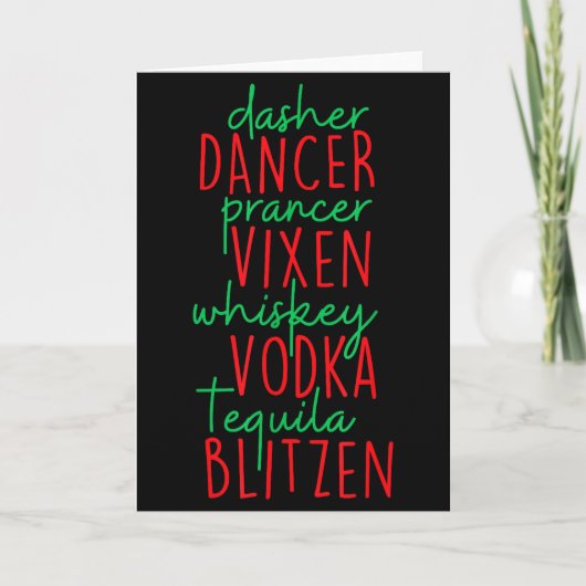 Grappig Kerstmis Dasher Dancer Prancer Vixen Whisk Kaart (Voorkant)