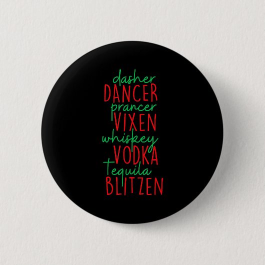 Grappig Kerstmis Dasher Dancer Prancer Vixen Whisk Ronde Button 5,7 Cm (Voorkant)