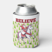 Grappig Kerstmis Geloof Santa Eenhoorn Feestelijk Blikjeskoeler (Blikje Voorkant)