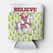 Grappig Kerstmis Geloof Santa Eenhoorn Feestelijk Blikjeskoeler (Voorkant)