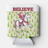 Grappig Kerstmis Geloof Santa Eenhoorn Feestelijk Blikjeskoeler (Achterkant)