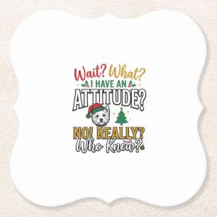 Grappig Kerstmis Hond Attitude Quote Vintage T-shi Kartonnen Onderzetters