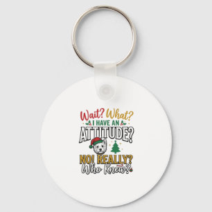 Grappig Kerstmis Hond Attitude Quote Vintage T-shi Sleutelhanger