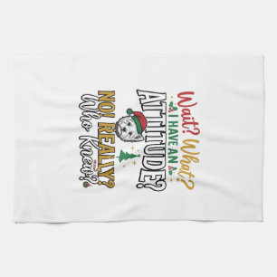 Grappig Kerstmis Hond Attitude Quote Vintage T-shi Theedoek