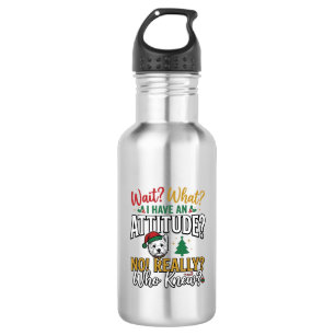 Grappig Kerstmis Hond Attitude Quote Vintage T-shi Waterfles