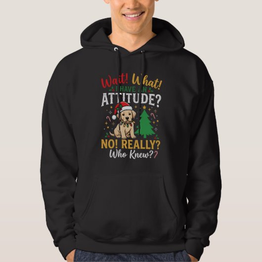 Grappig Kerstmis Hond Attitude Vakantie Hoodie (Voorkant)
