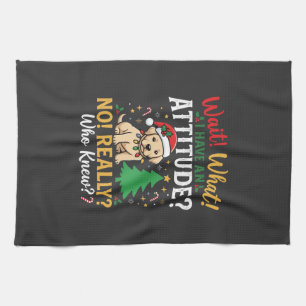 Grappig Kerstmis Hond Attitude Vakantie Theedoek