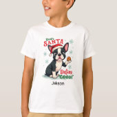 Grappig Kerstmis Hond Boston Terrier Aangepaste Na T-shirt (Voorkant)
