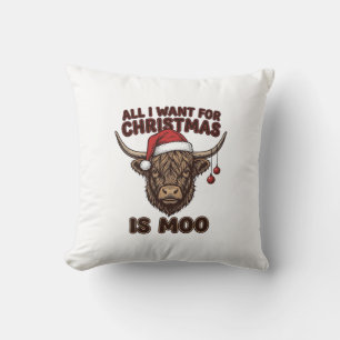 Grappig Kerstmis Hoogland Koe Moo Shirt Ontwerp_1 Kussen