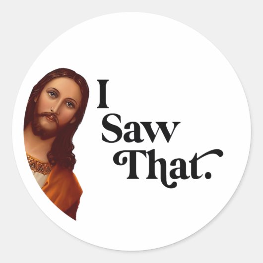 Grappig Kerstmis, ik zag dat Jezus Ronde Sticker (Voorkant)