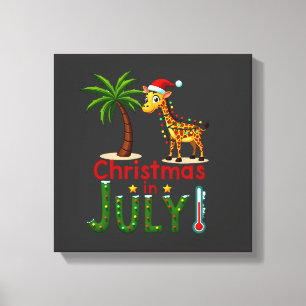 Grappig Kerstmis in juli shirt Kerstman Giraffe Pa Canvas Afdruk