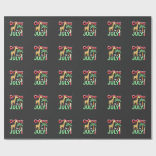 Grappig Kerstmis in Juli T-shirt Santa Giraffe Pal Cadeaupapier