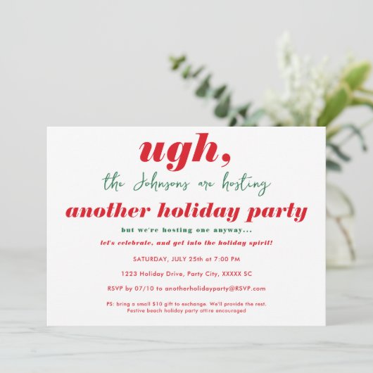 Grappig Kerstmis in Juli Theme Holiday Party Kaart (Staand voorkant)