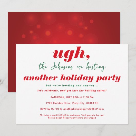 Grappig Kerstmis in Juli Theme Holiday Party Kaart (Voorkant / Achterkant)