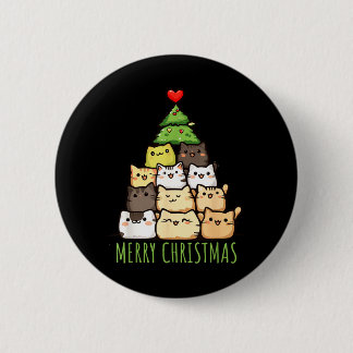 Grappig Kerstmis Kat Liefde Shirt _ Schattige Kat Ronde Button 5,7 Cm