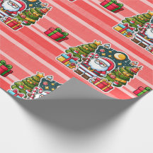 Grappig Kerstmis Kerstman Cadeaupapier