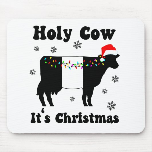 Grappig Kerstmis Koe Belted Galloway Beltie Cadeau Muismat (Voorkant)