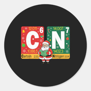 Grappig Kerstmis Koolstof Stikstof 67 Meme Chemie Ronde Sticker