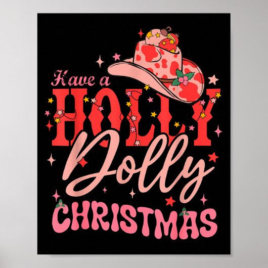 Grappig Kerstmis Prettig Kerstfeest Jolly Cowgi Poster (Voorkant)