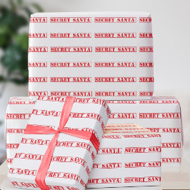 Grappig Kerstmis Rood Secret Santa Inpakpapier