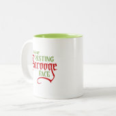 Grappig Kerstmis Rust Scrooge Gezicht Tweekleurige Koffiemok (Voorkant links)