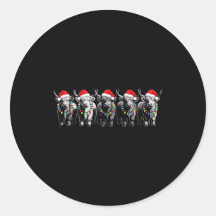 Grappig Kerstmis Schotse Hoogland Koe Xmas Boerder Ronde Sticker