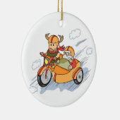 Grappig Kerstmis, Sinterklaas slee omgebouwd Keramisch Ornament (Rechts)