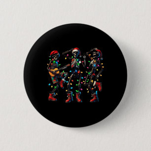 Grappig Kerstmis Skelet Dancing Xmas Licht Muziek Ronde Button 5,7 Cm