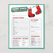 Grappig Kerstmis Spel Geheim Kerstman Vragenlijst (Voorkant)