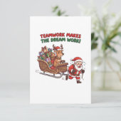 Grappig Kerstmis Teamwork Makes The Dream Work Bedankkaart (Staand voorkant)