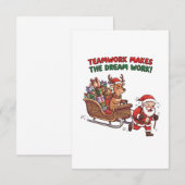 Grappig Kerstmis Teamwork Makes The Dream Work Bedankkaart (Voorkant / Achterkant)