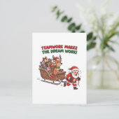 Grappig Kerstmis Teamwork Makes The Dream Work Briefkaart (Staand voorkant)