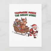 Grappig Kerstmis Teamwork Makes The Dream Work Briefkaart (Voorkant)