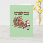 Grappig Kerstmis Teamwork Makes The Dream Work Kaart (Gele Bloem)