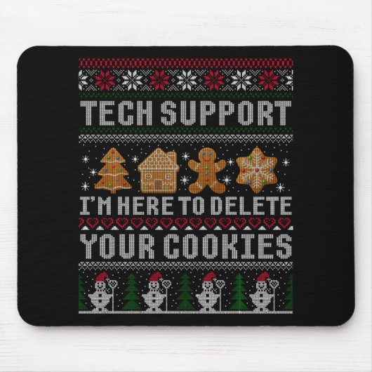Grappig Kerstmis Tech Support Computer T-shirt Muismat (Voorkant)