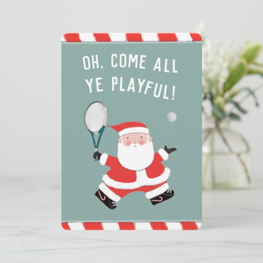 Grappig Kerstmis Tennis Feestdagenkaart (Staand voorkant)