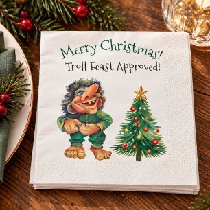 Grappig Kerstmis Troll Feest Goedgekeurd Servet