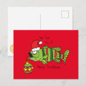 Grappig kerstmis Vist de Cartoon van de visklauw Briefkaart (Voorkant / Achterkant)