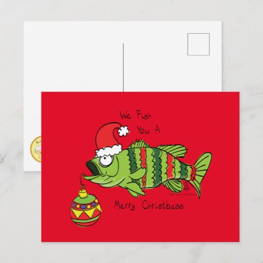 Grappig kerstmis Vist de Cartoon van de visklauw Briefkaart (Voorkant / Achterkant)