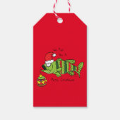 Grappig kerstmis Vist de Cartoon van de visklauw Cadeaulabel (Voorkant)