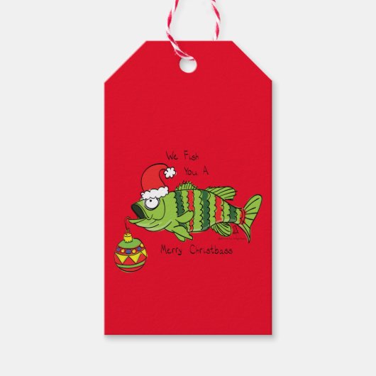 Grappig kerstmis Vist de Cartoon van de visklauw Cadeaulabel (Voorkant)