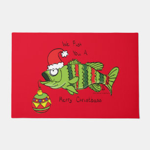 Grappig kerstmis Vist de Cartoon van de visklauw Deurmat
