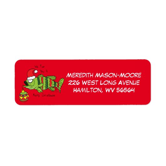 Grappig kerstmis Vist de Cartoon van de visklauw Etiket (Voorkant)