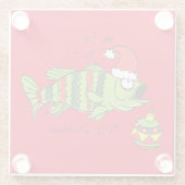 Grappig kerstmis Vist de Cartoon van de visklauw Glazen Onderzetter (Achterkant)