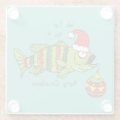 Grappig kerstmis Vist de Cartoon van de visklauw Glazen Onderzetter (Achterkant)