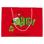 Grappig kerstmis Vist de Cartoon van de visklauw Groot Cadeauzakje (Achterkant)