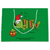 Grappig kerstmis Vist de Cartoon van de visklauw Groot Cadeauzakje (Voorkant)